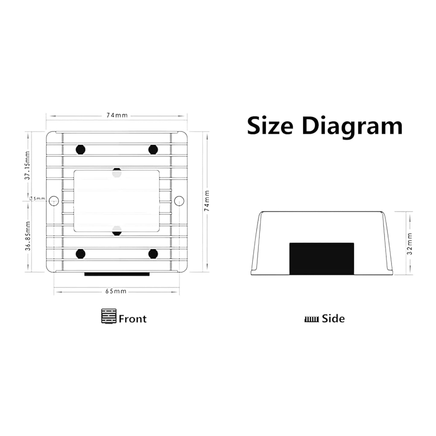 small 12–48V 3A step-up converter used in DIY power system