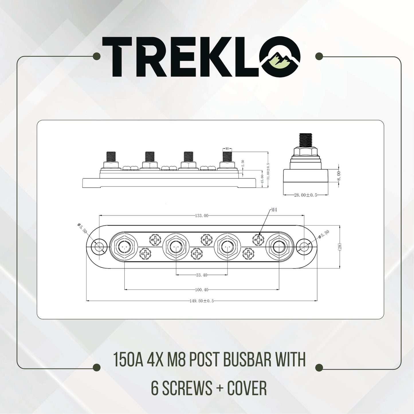 corrosion resistant 150a m6 busbar with protective cover