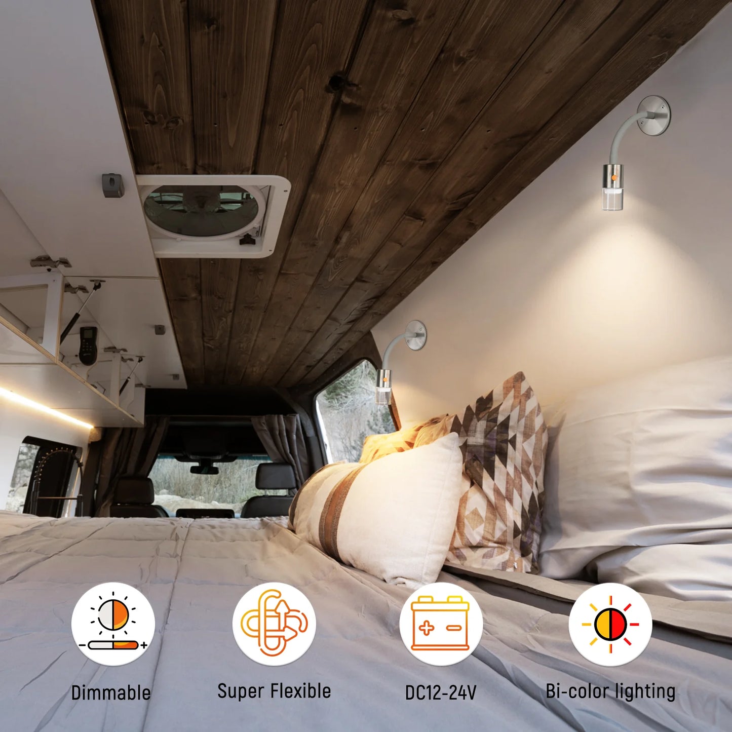 Pair of Neo Aluminum Reading Lights with Dimming