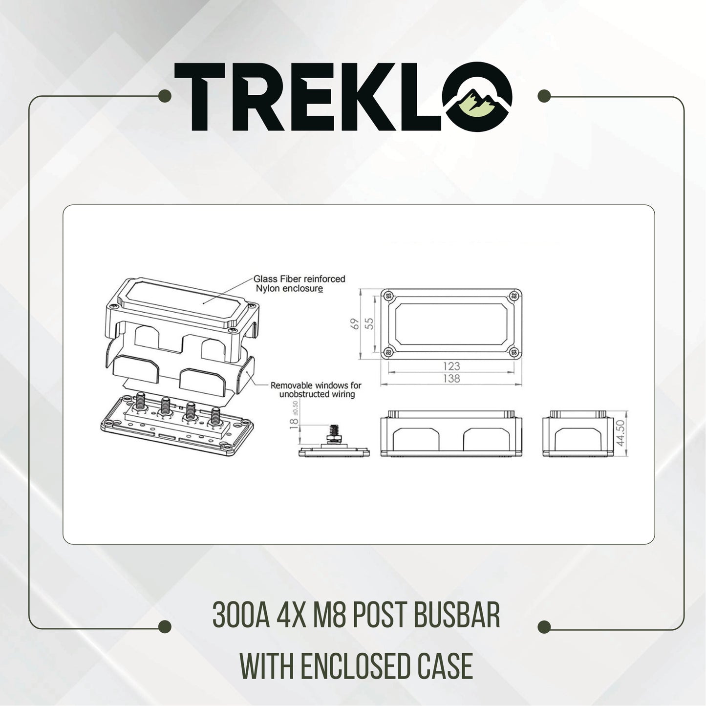 treklo 300a heavy duty m8 enclosed busbar for electrical power distribution