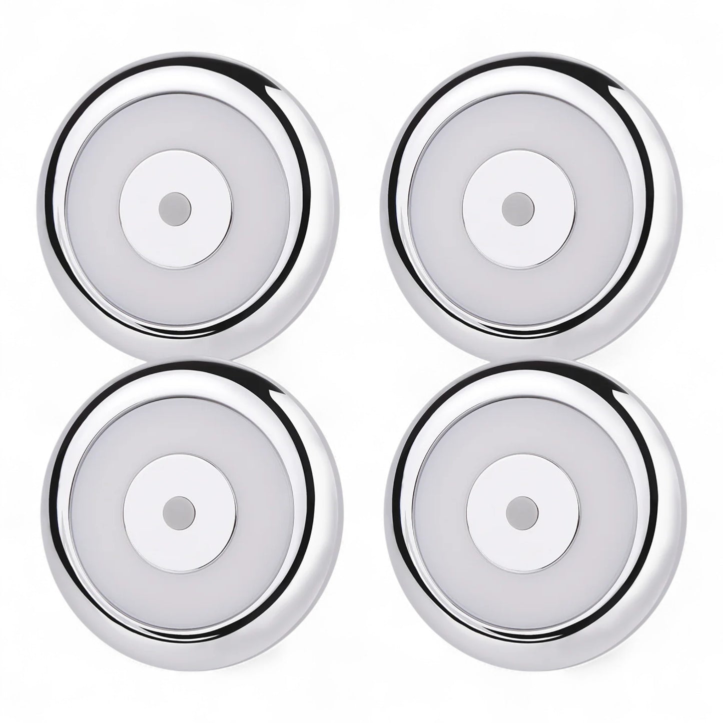 Compact Dome Light – 12V Silver with Dimmer & Blue Nightlight (Cool White 4 Pack)
