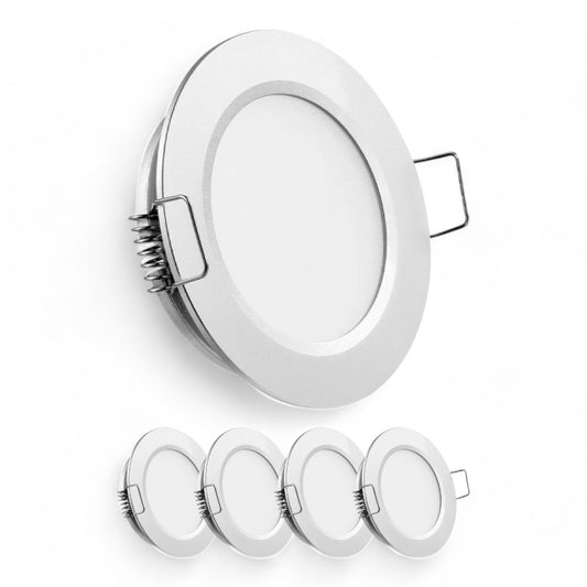 Silver 12v Downlights (4Pack) Warm White