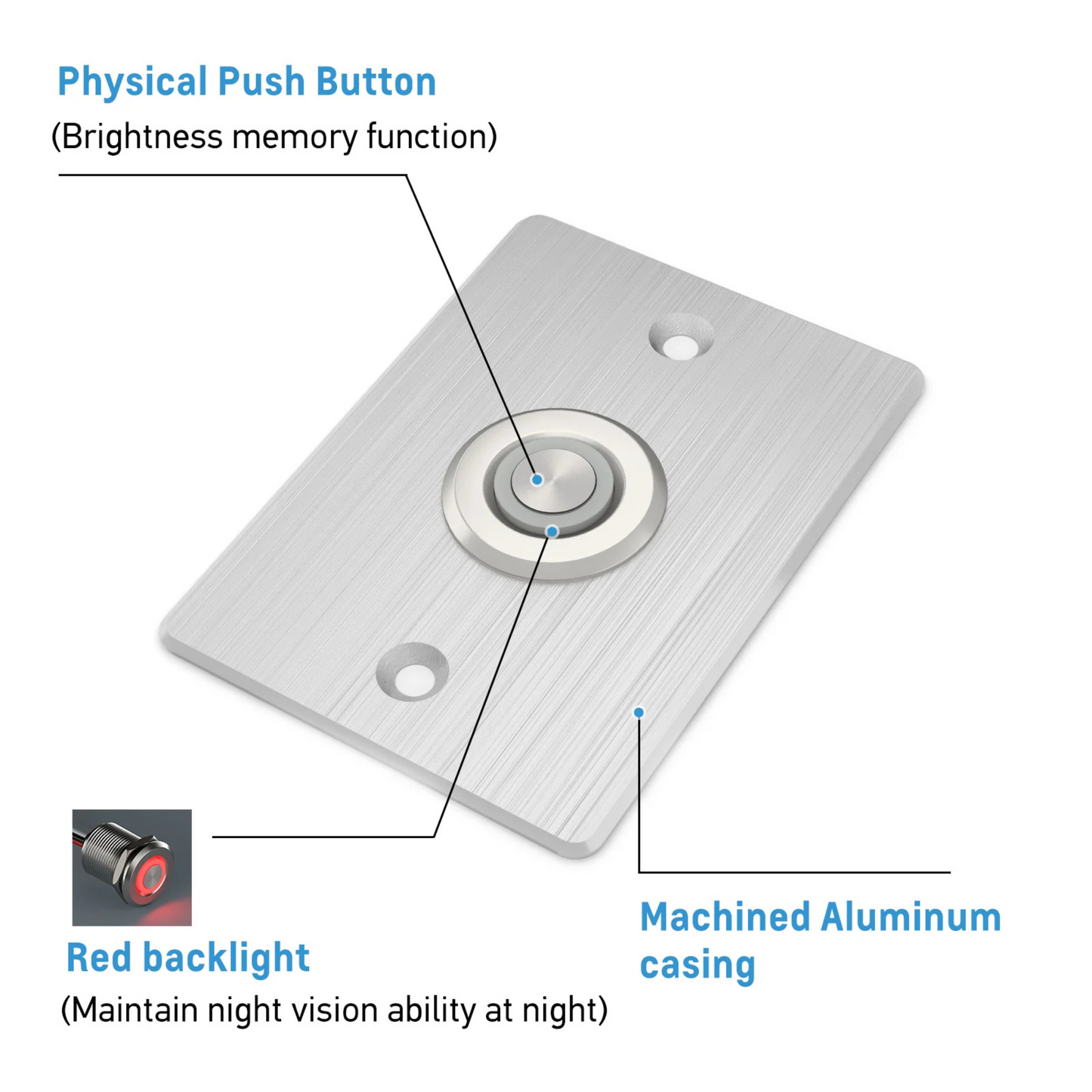 LED Aluminum Silver Dimmer Switch (RED)