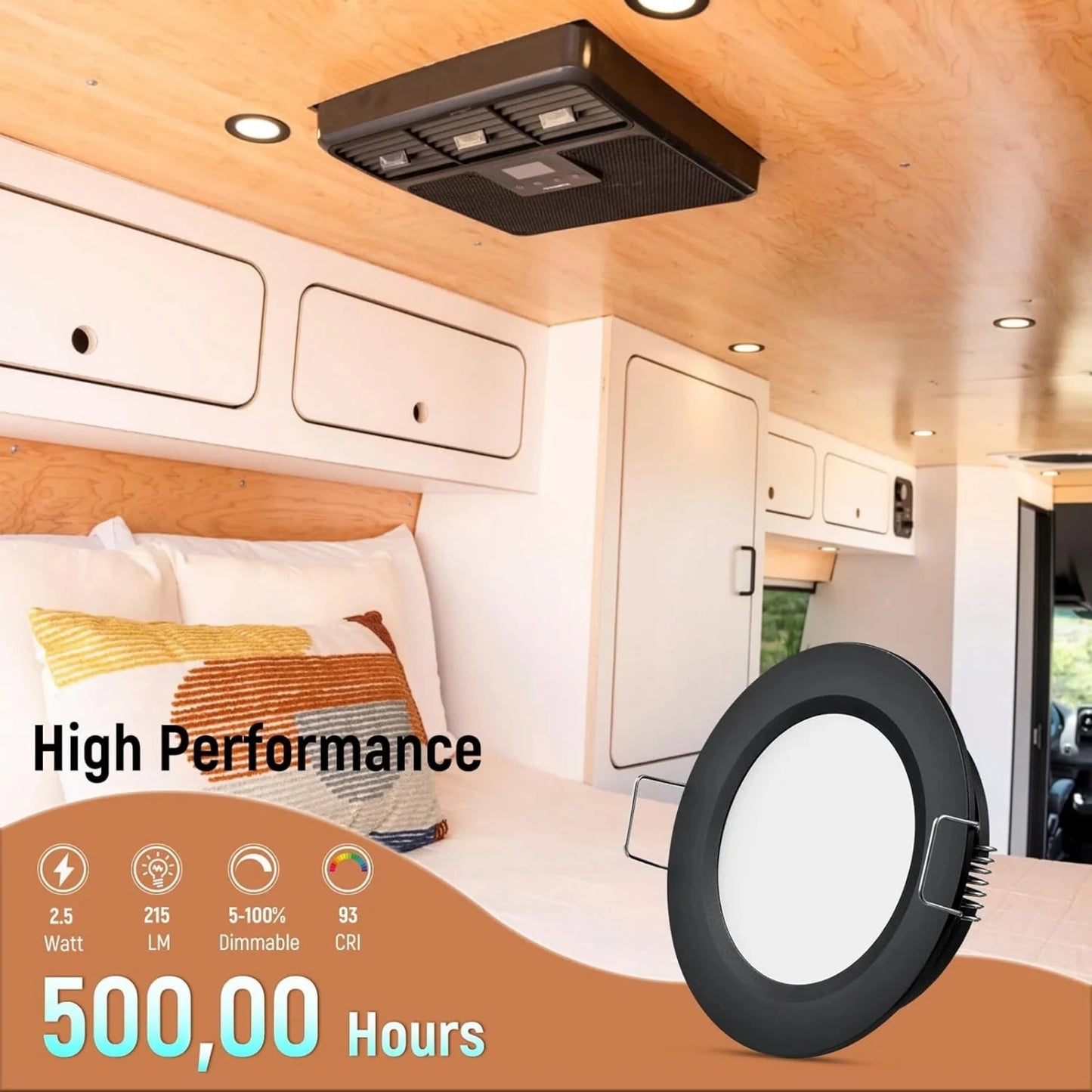 Black 12v Downlights (4Pack) Cool White