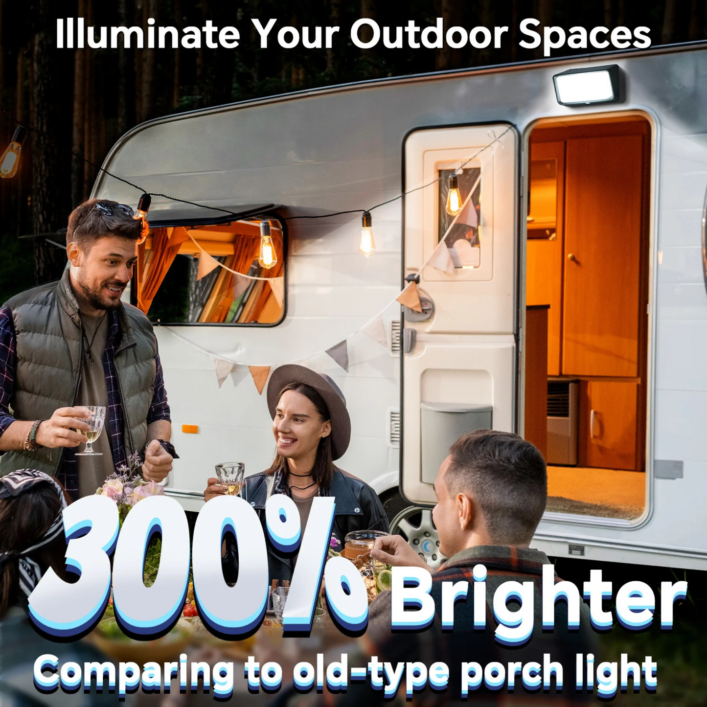 3 Color Caravan Porch Light (Black)
