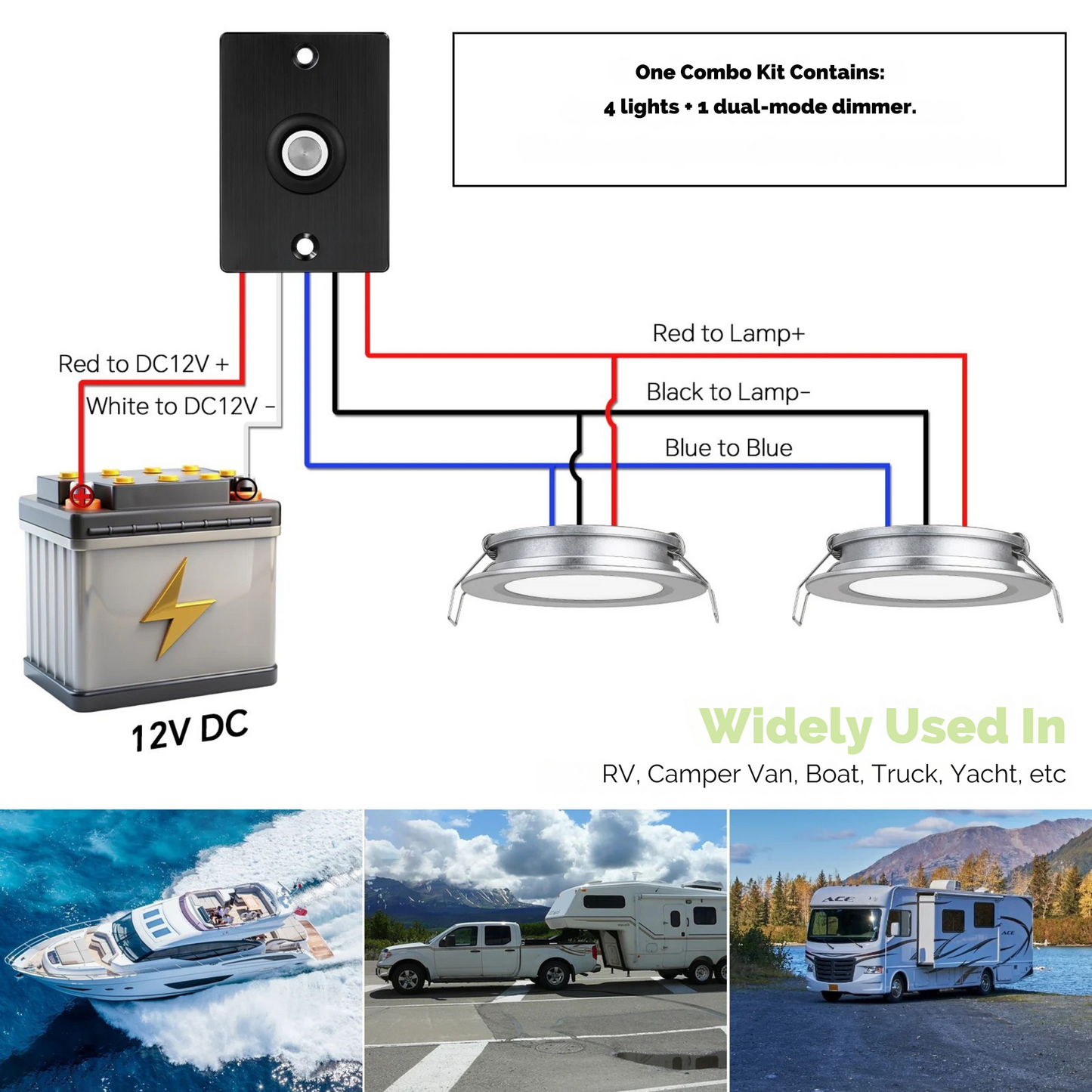 Silver Downlight Dimmer & Switch Kit (4 Pack) Cool White