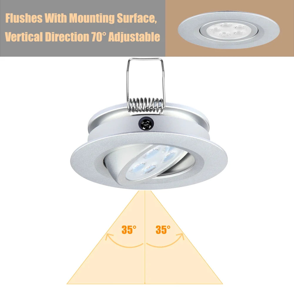 Silver Swivel Recessed Downlight (2 Pack) – 12V Cool White
