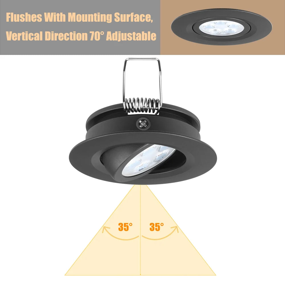 Black Swivel Recessed Downlight (2 Pack) – 12V Cool White