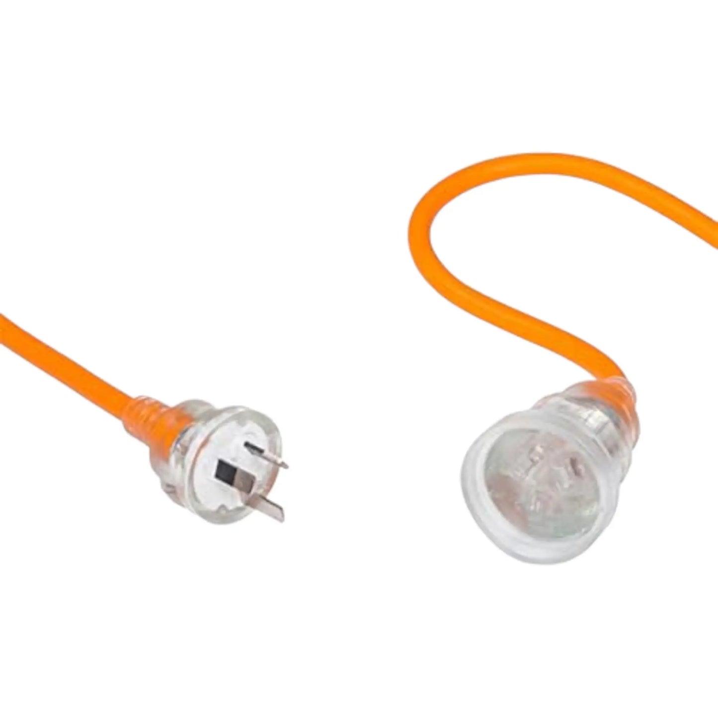 15A cable with clear plug and socket on a white background