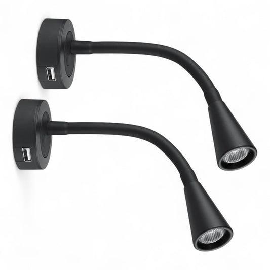 Pair of Zen Reading Lights with USB and Dimming