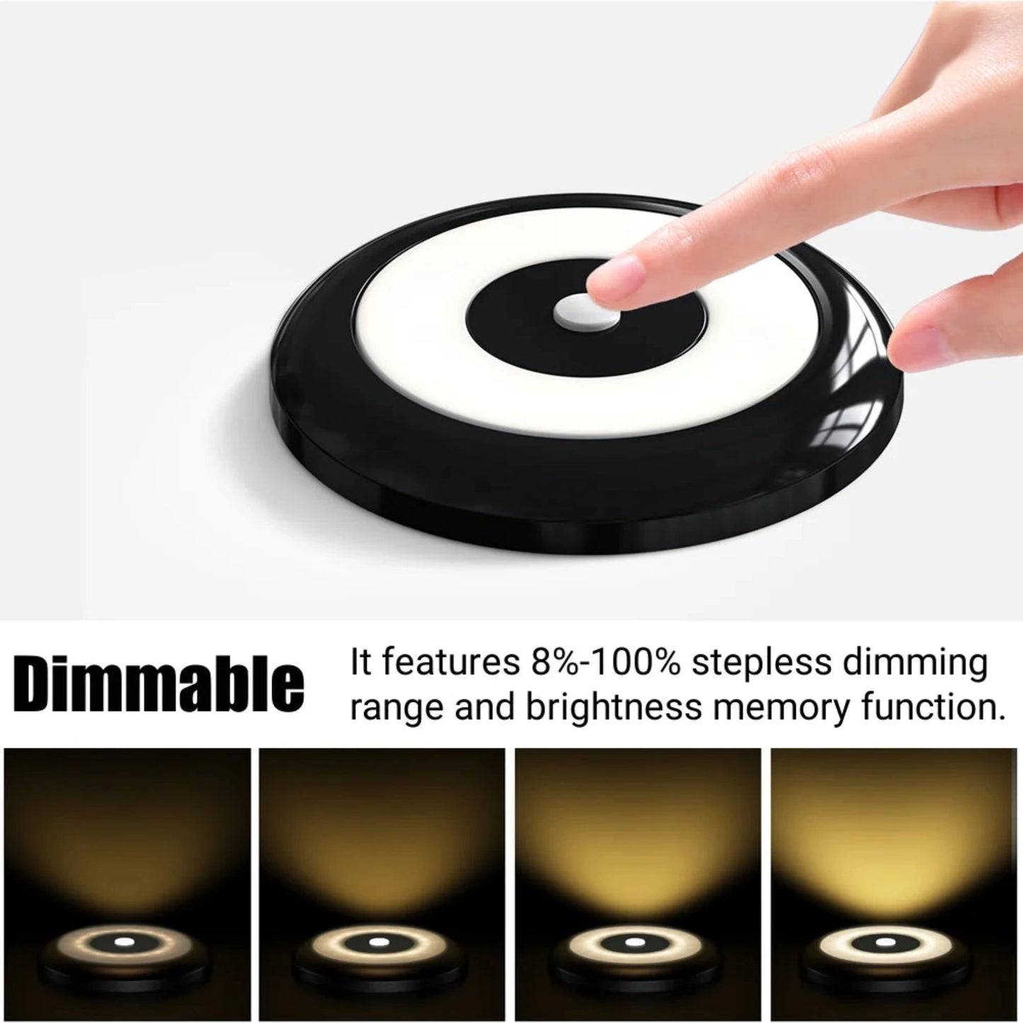 Compact Dome Light – 12V Black with Dimmer & Blue Nightlight (Warm White 4 Pack)