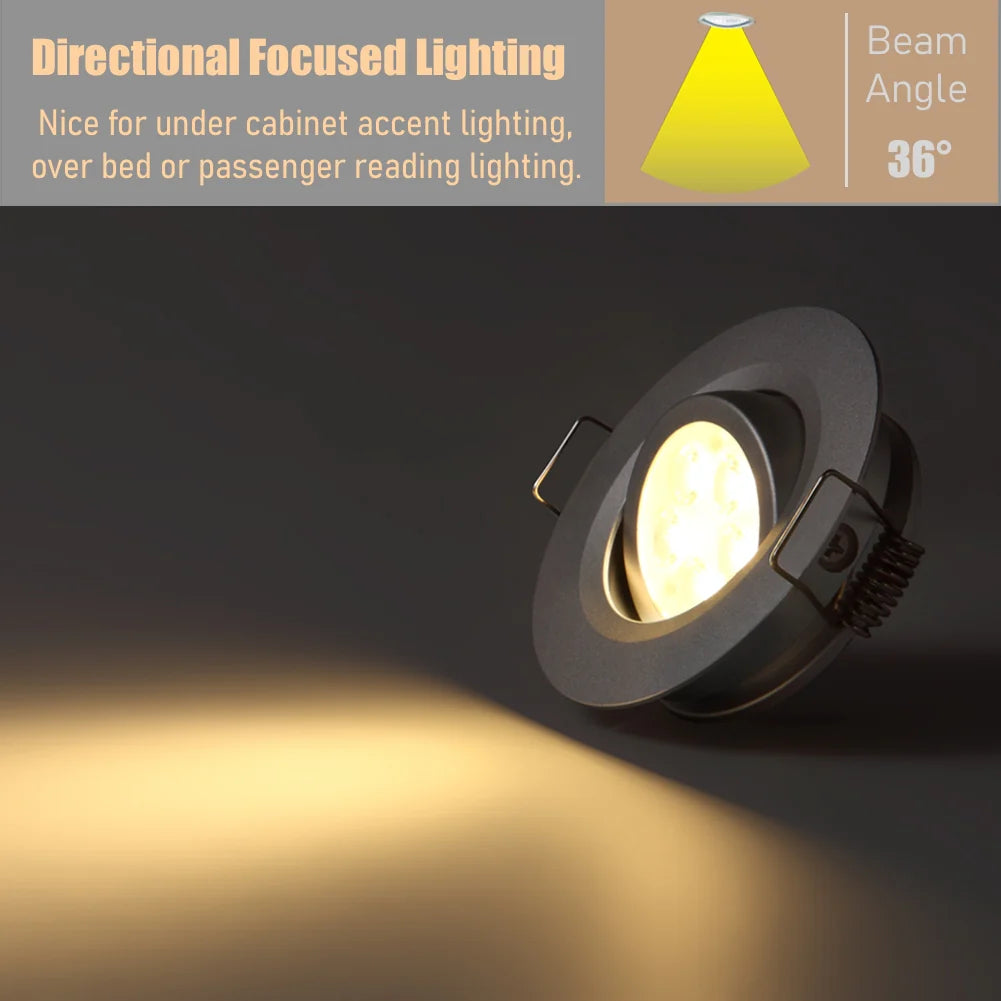 Silver Swivel Recessed Downlight (2 Pack) – 12V Cool White