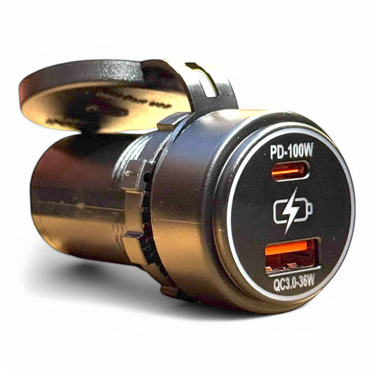 PD PRO USB-A +USBC Charger Socket 100w 12-24v