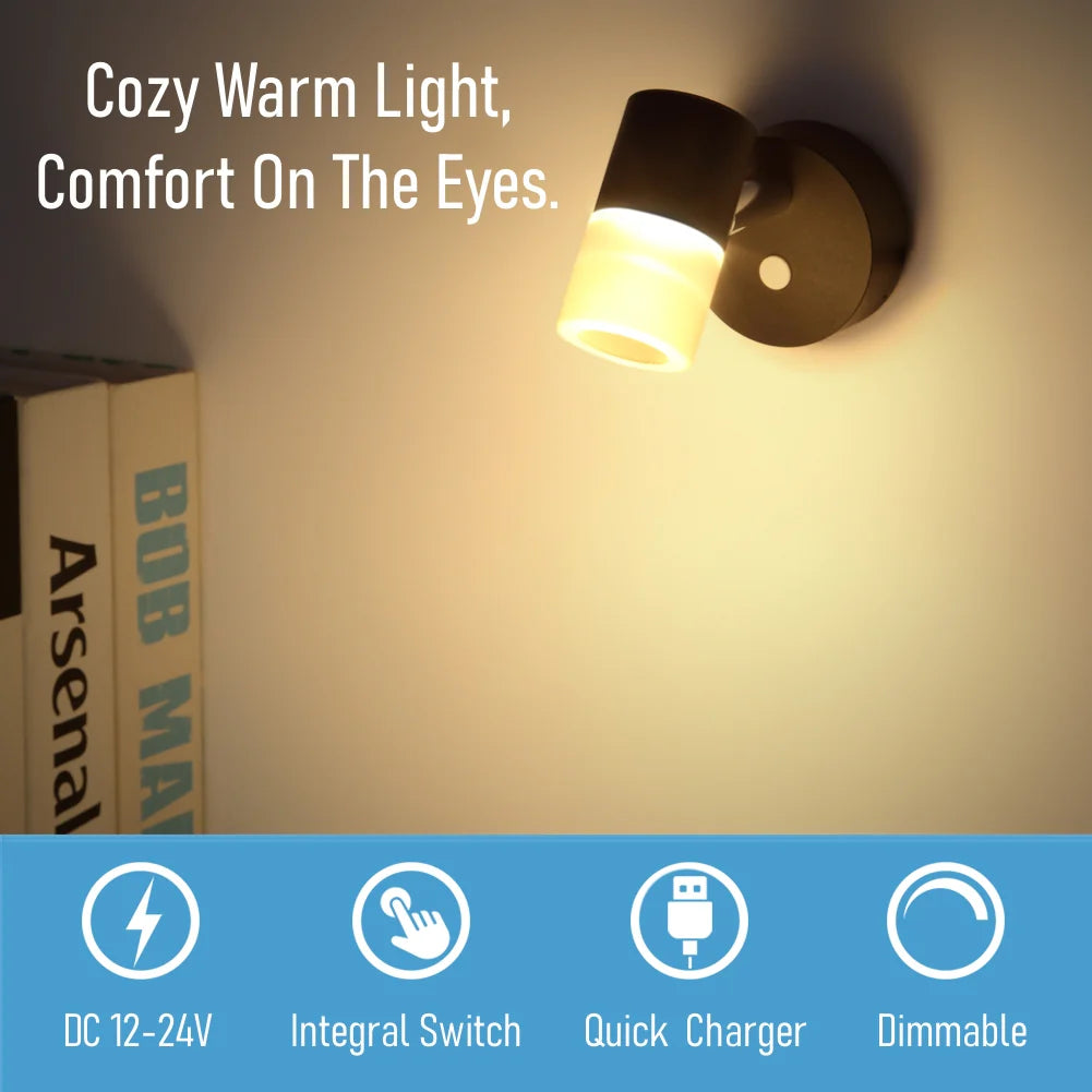 12v LED Swivel Reading Light Black