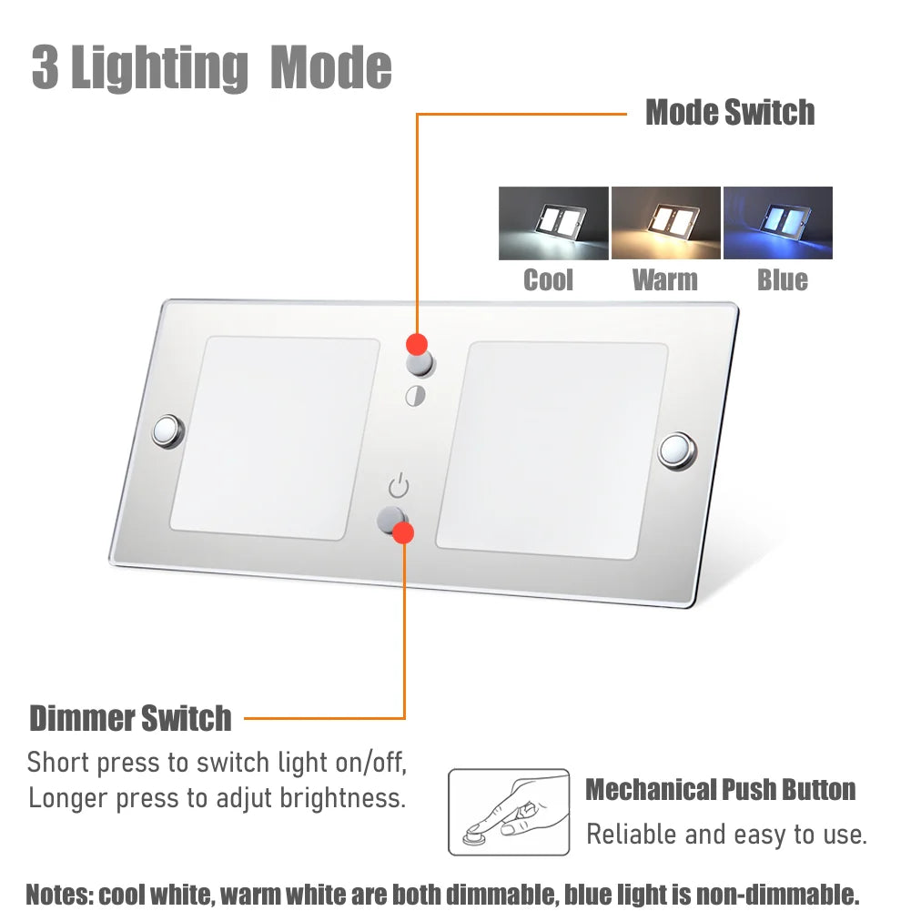 12v LED Ceiling Panel Dimmable 3 Colour Light