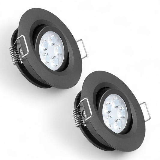 Black Swivel Recessed Downlight (2 Pack) – 12V Cool White
