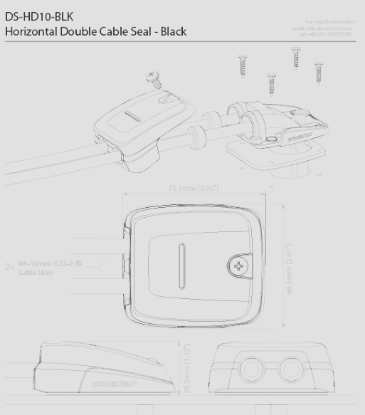 Black Double Horizontal Cable Seal 6-10mm