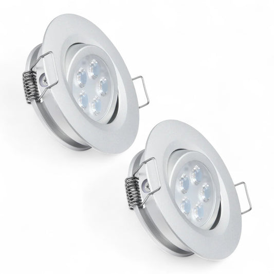 Silver Swivel Recessed Downlight (2 Pack) – 12V Warm White
