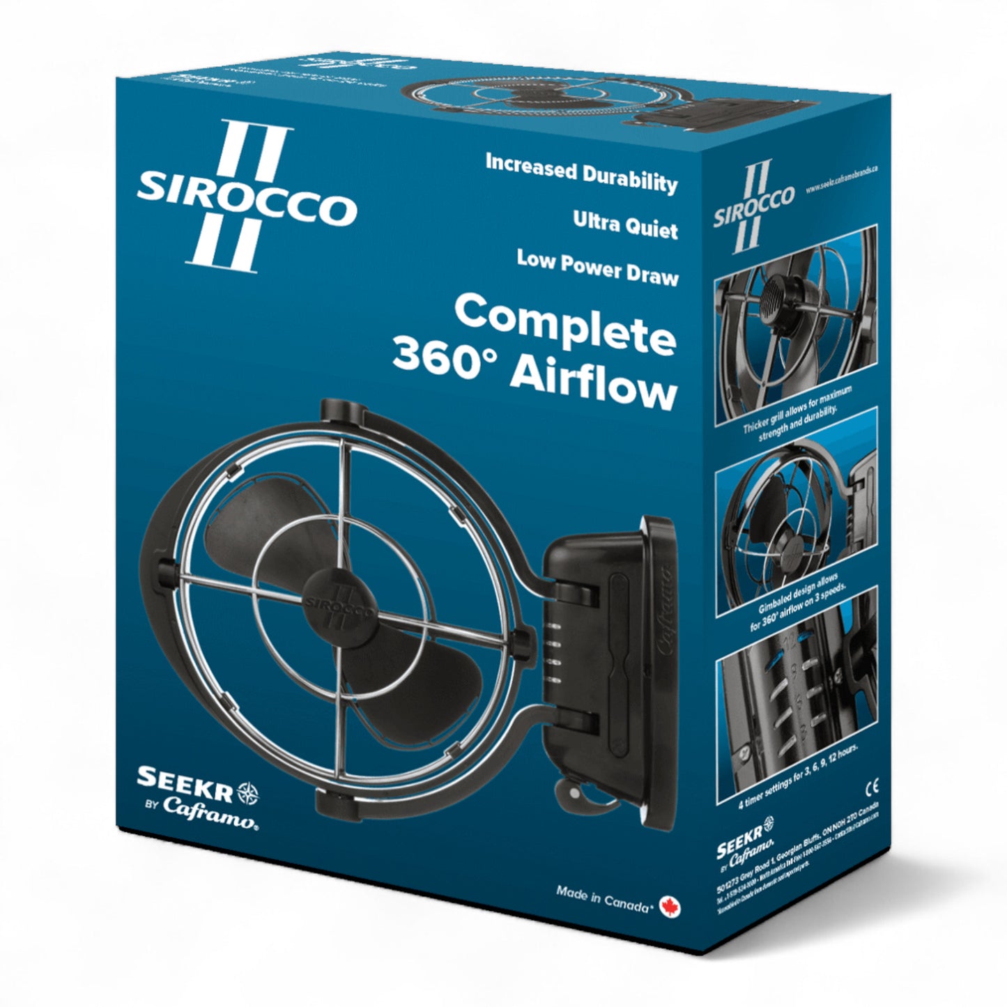 Sirocco II 12/24V Marine & RV 360° Fan Black