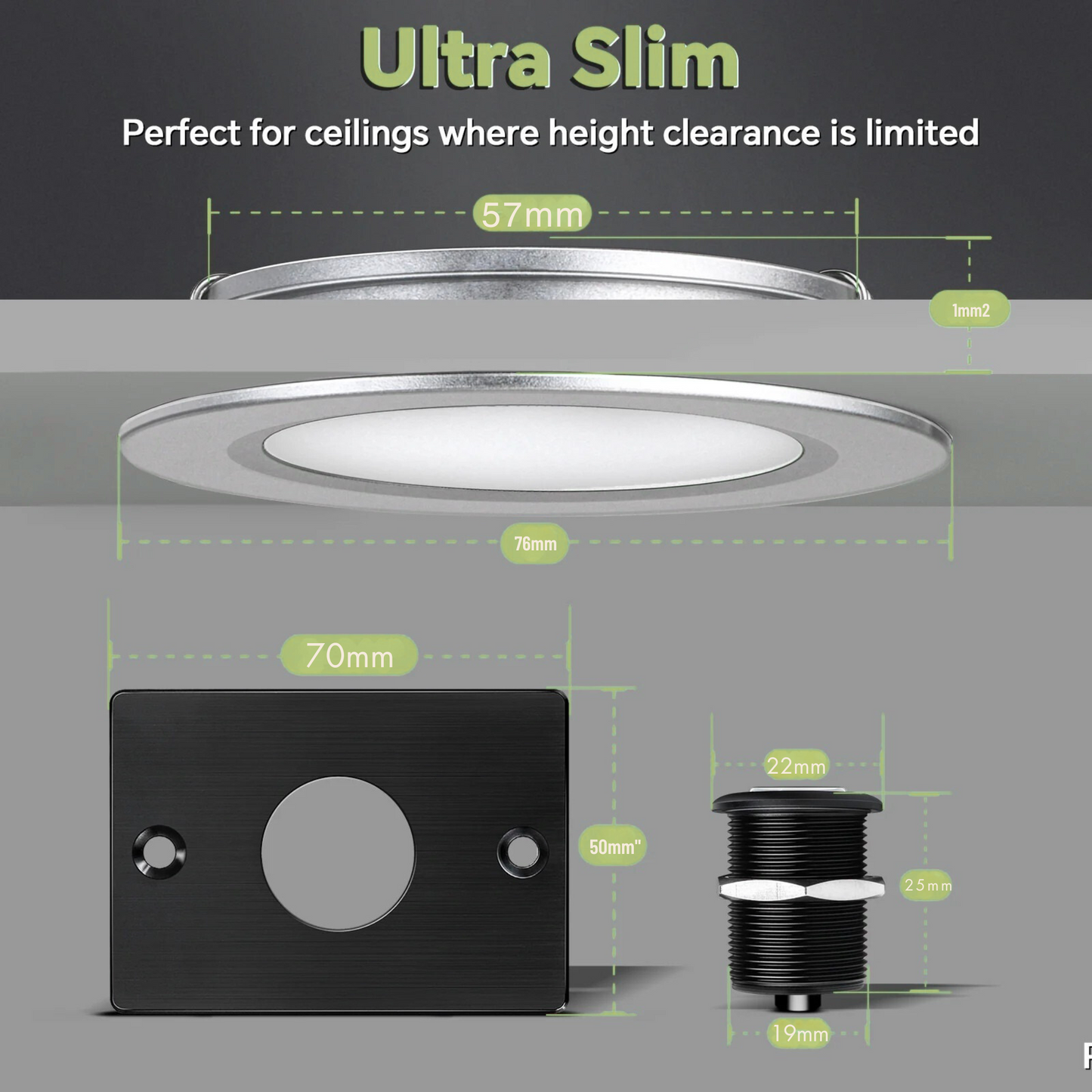 Silver Downlight Dimmer & Switch Kit (4 Pack) Warm White