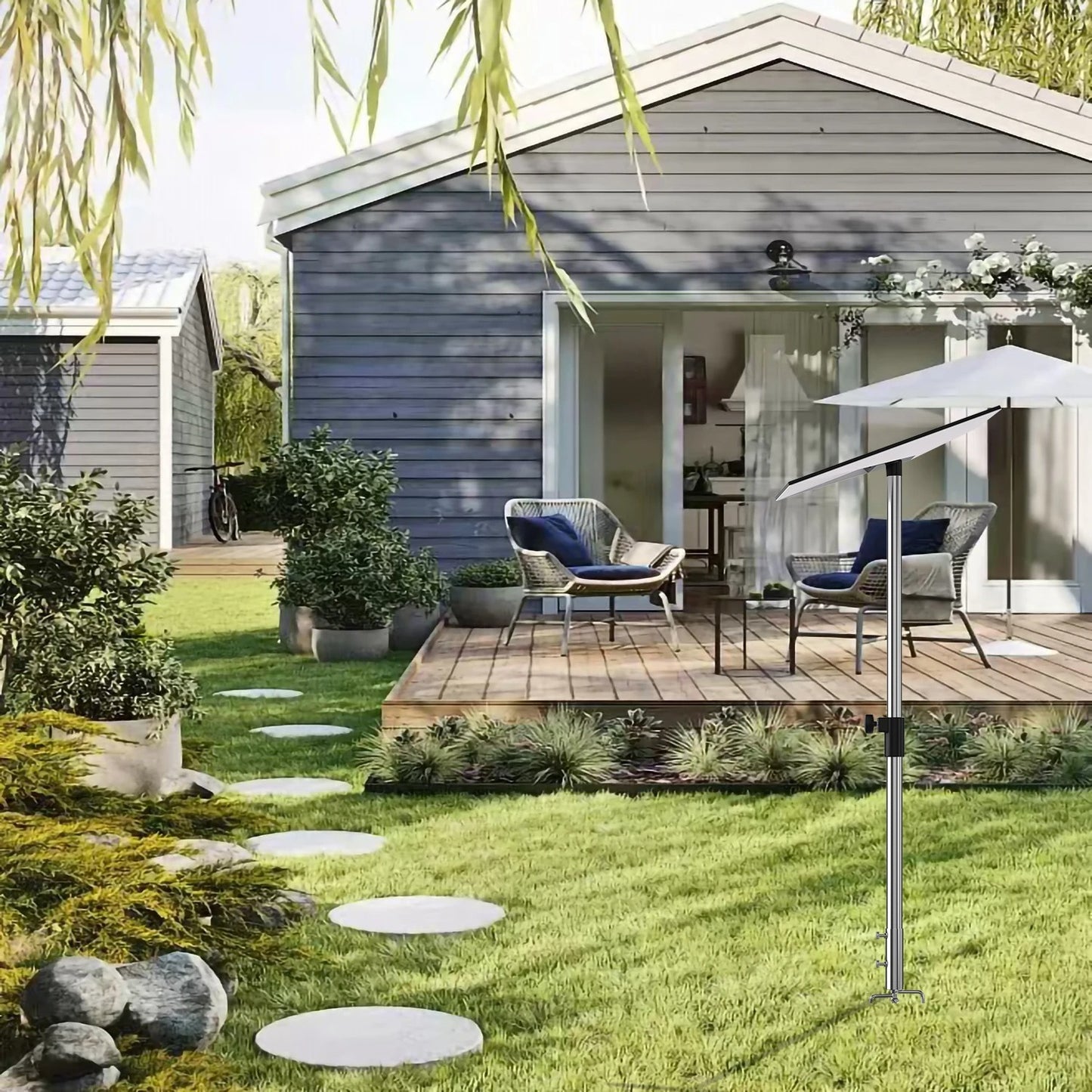 Starlink camping ground mount positioned for optimal signal