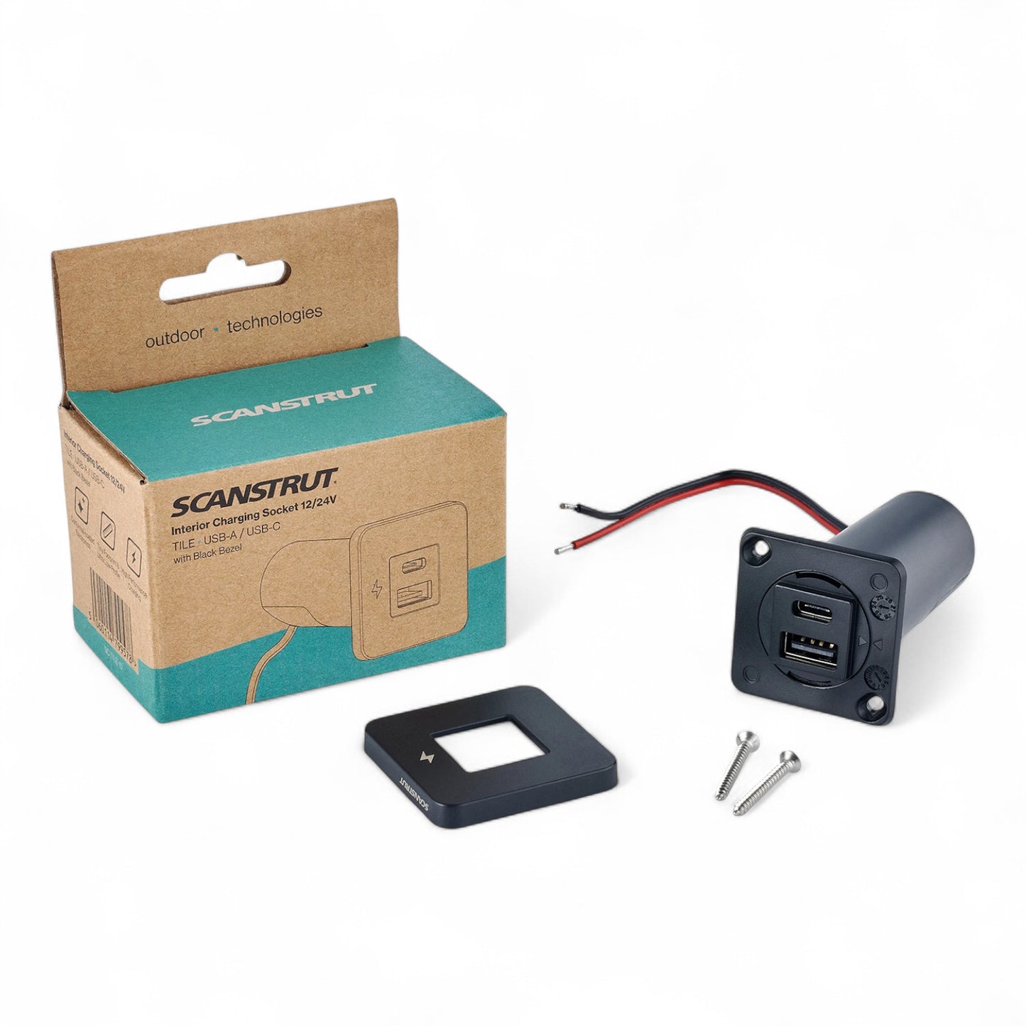 TILE USB-A & C Interior Charging Socket - Black Bezel