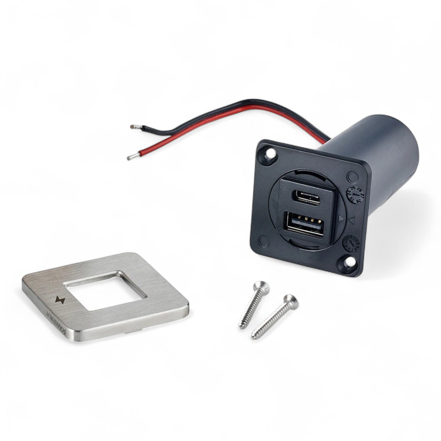 TILE USB-A & C Interior Charging Socket - Stainless Steel Bezel