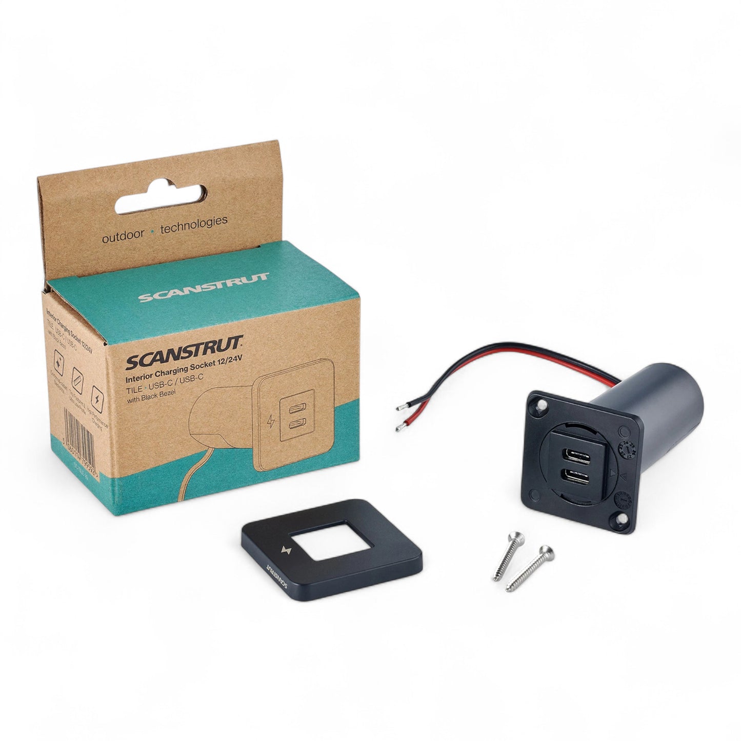 TILE Dual USB-C Interior Charging Socket - Black Bezel