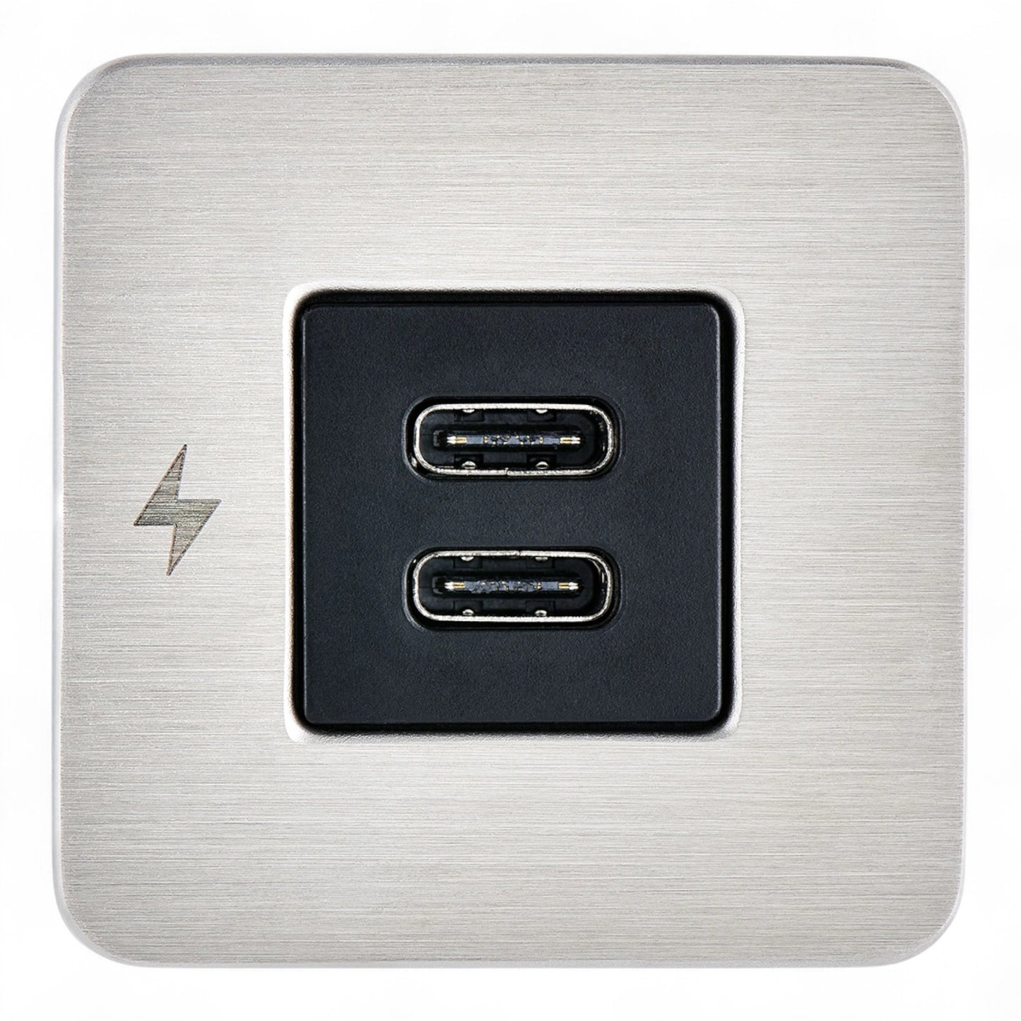 TILE Dual USB-C Interior Charging Socket - Stainless Steel Bezel