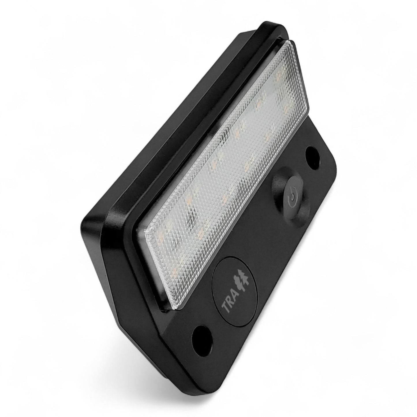 dual LED awning light shown in black finish