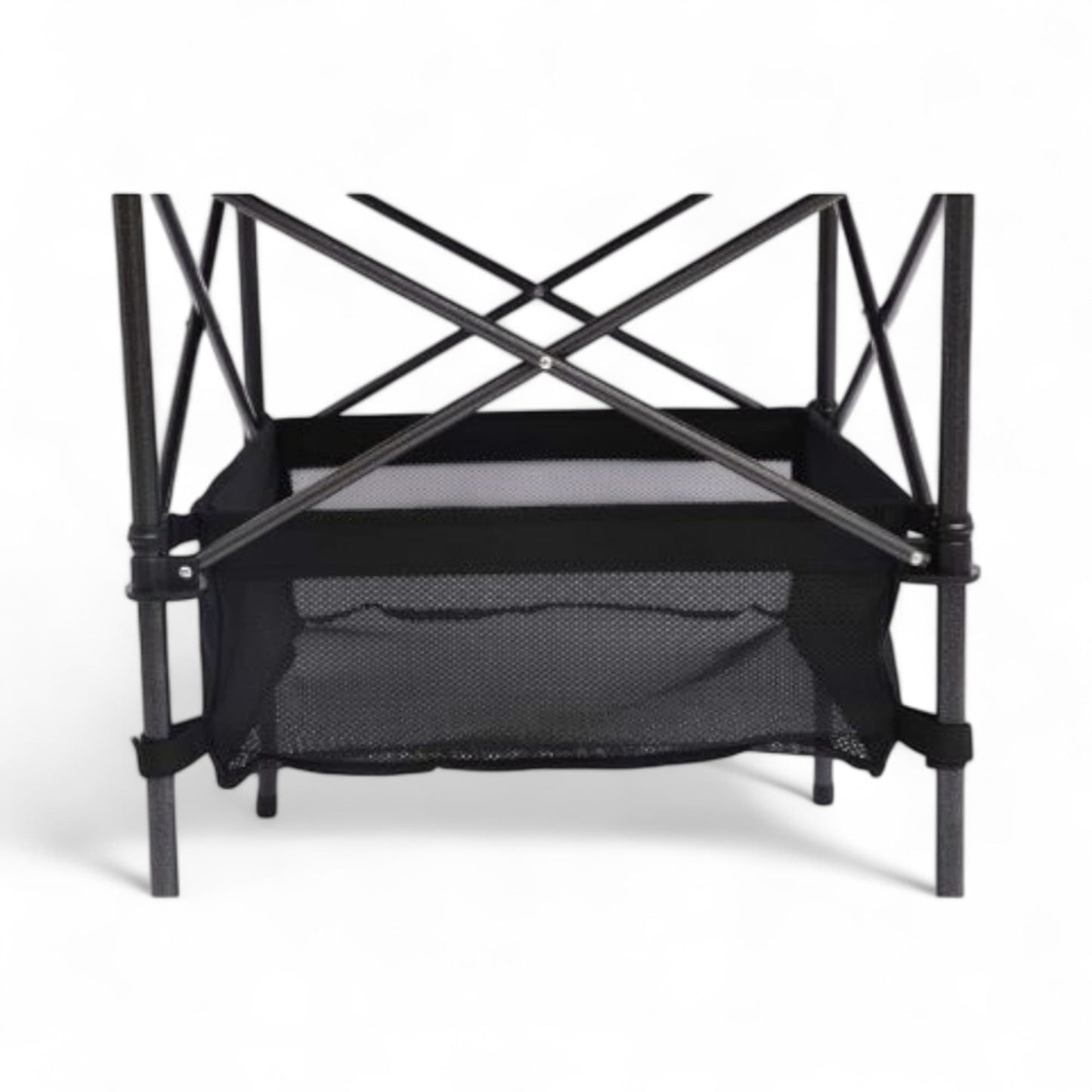 black metal folding table with storage for camping