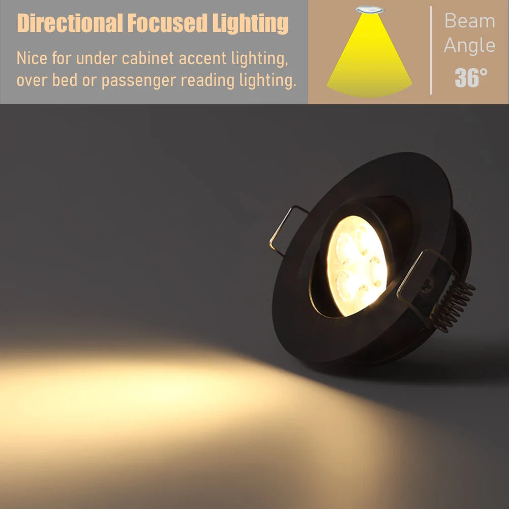 Black Swivel Recessed Downlight (2 Pack) – 12V Warm White