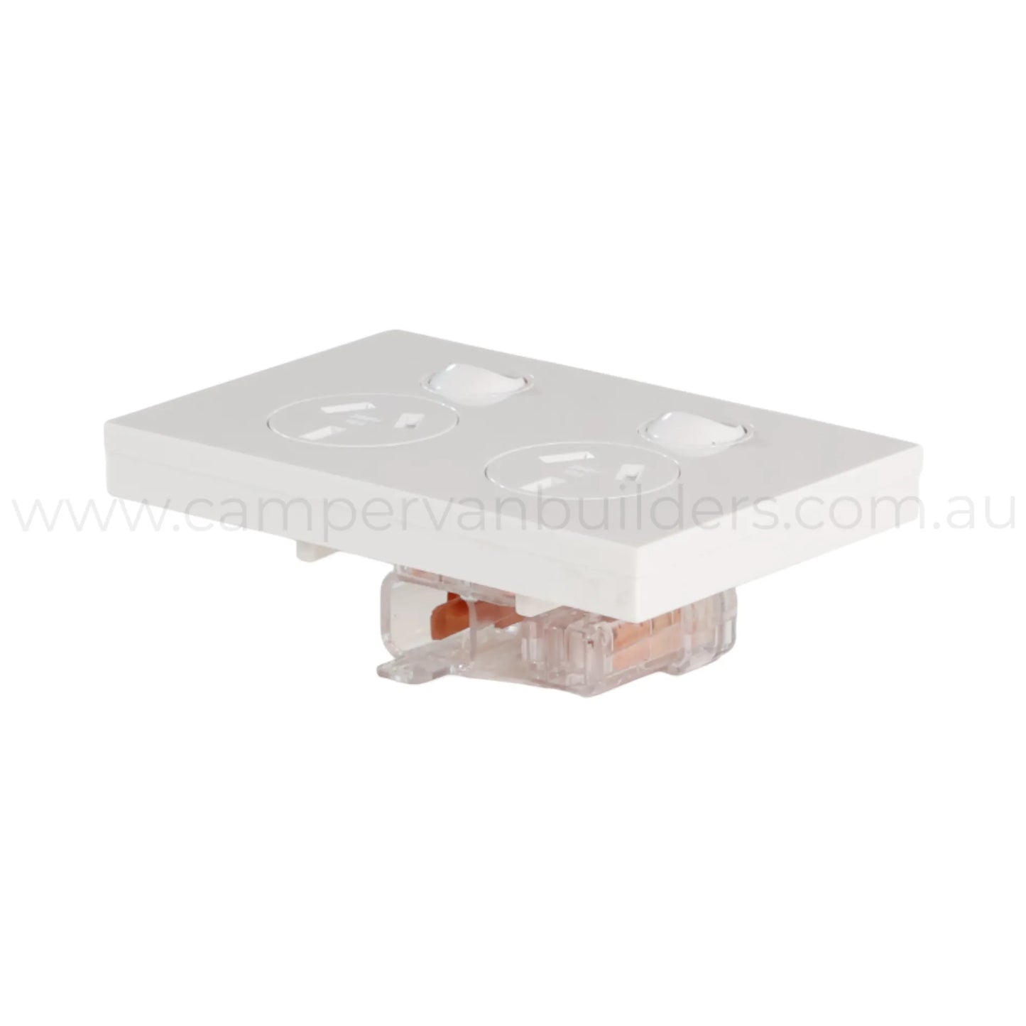 rv white dual gpo plug and play socket for 240v accessory use