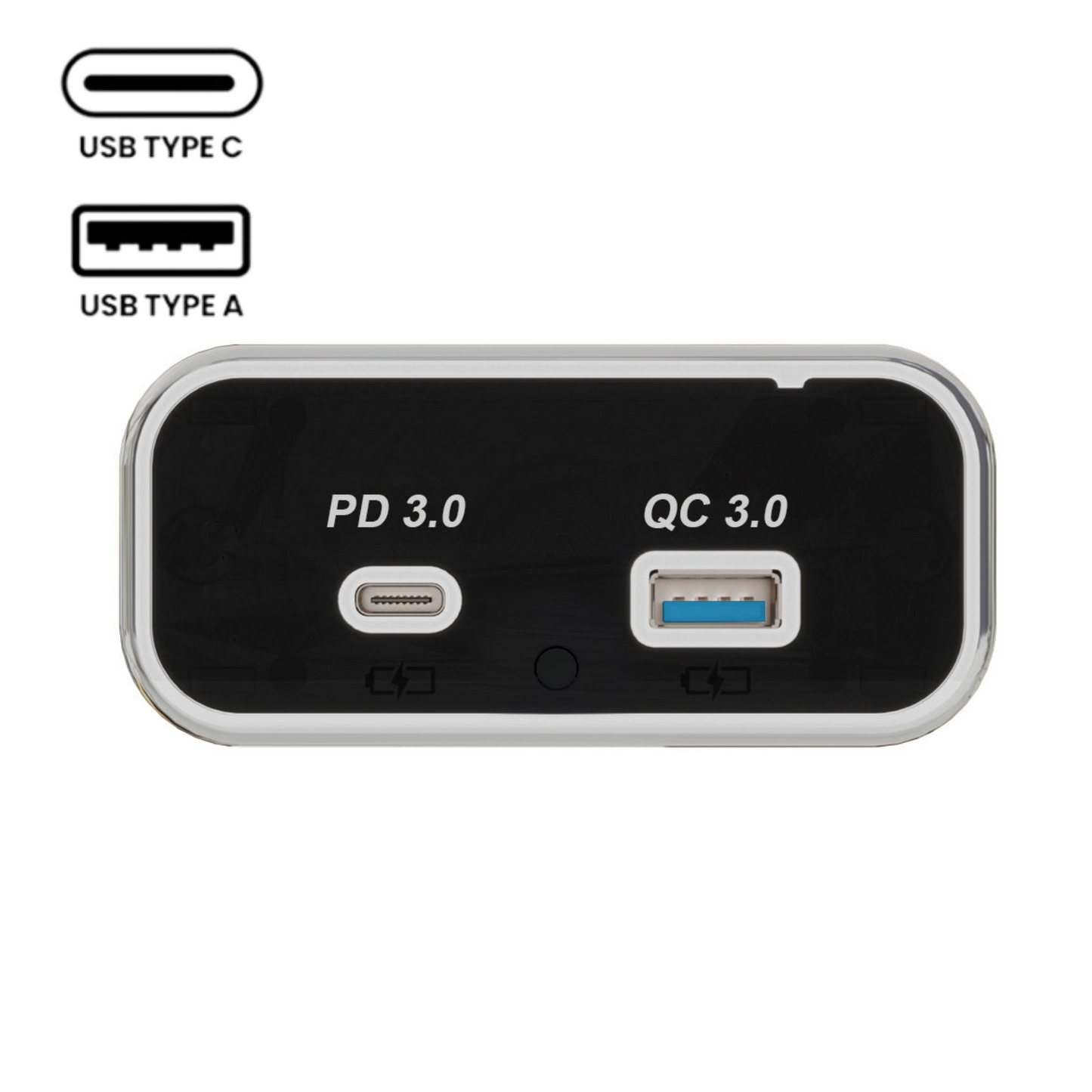 MultiCharge Dual USB-A + USBC Recessed Mount 12 - 24V