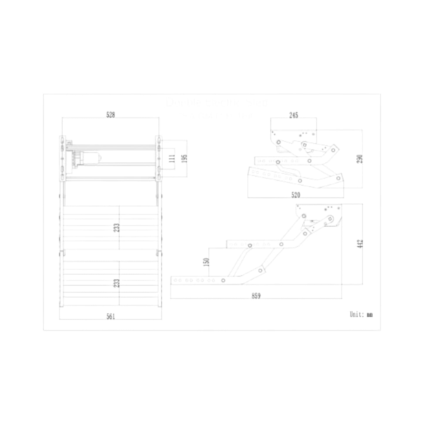 led double step drawing diagram measurements