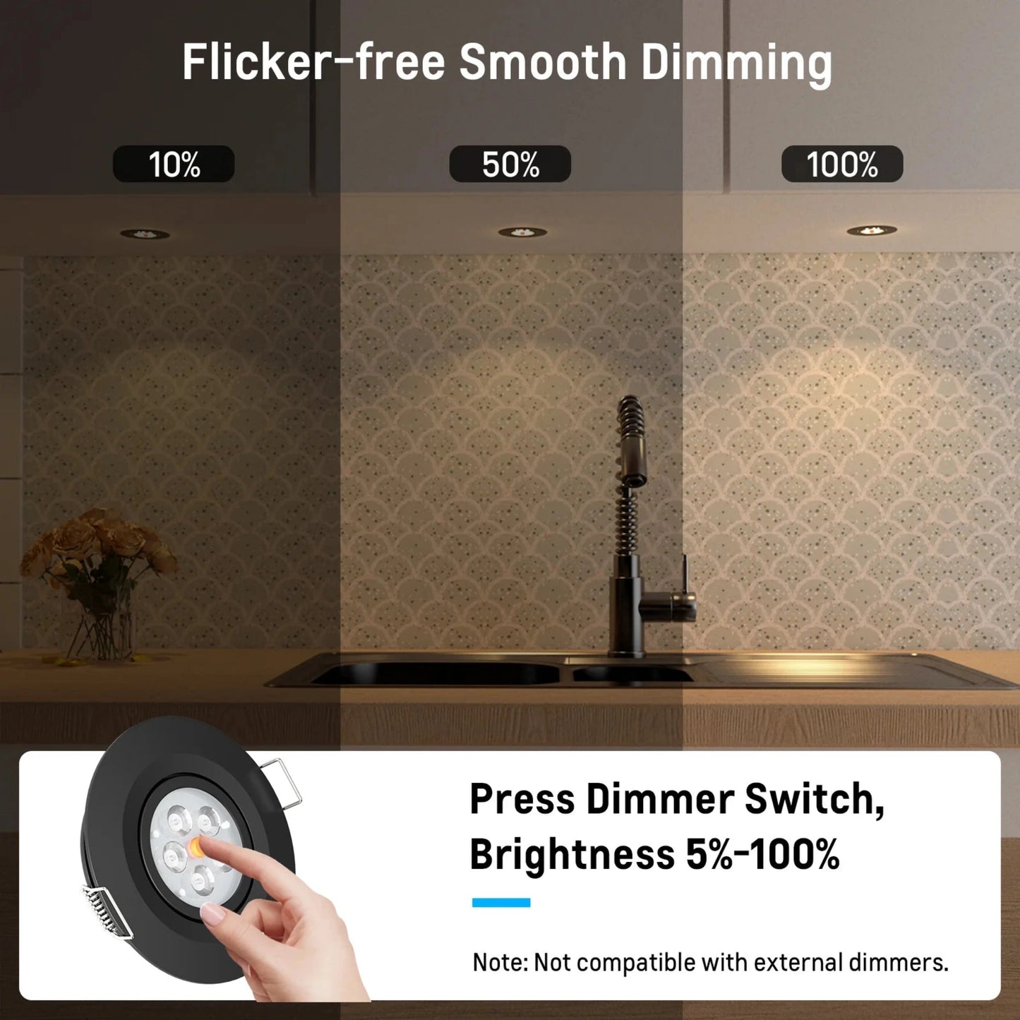 downlight in black housing with red mode option