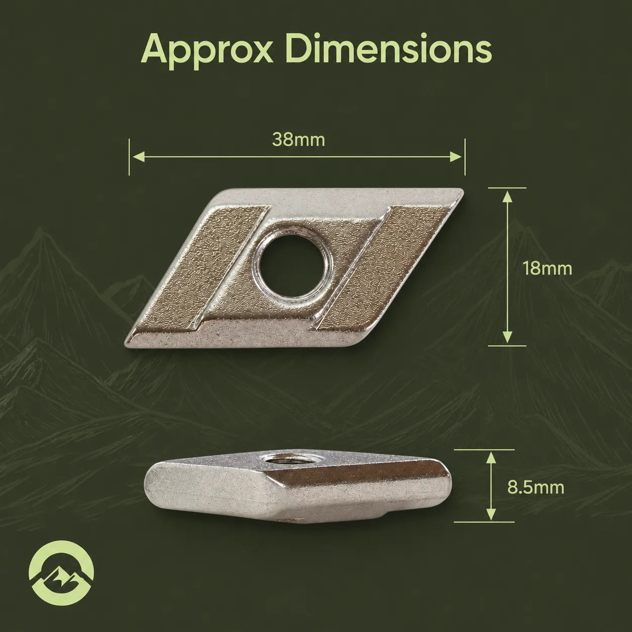 Drop-in roof rack channel nuts for easy installation.