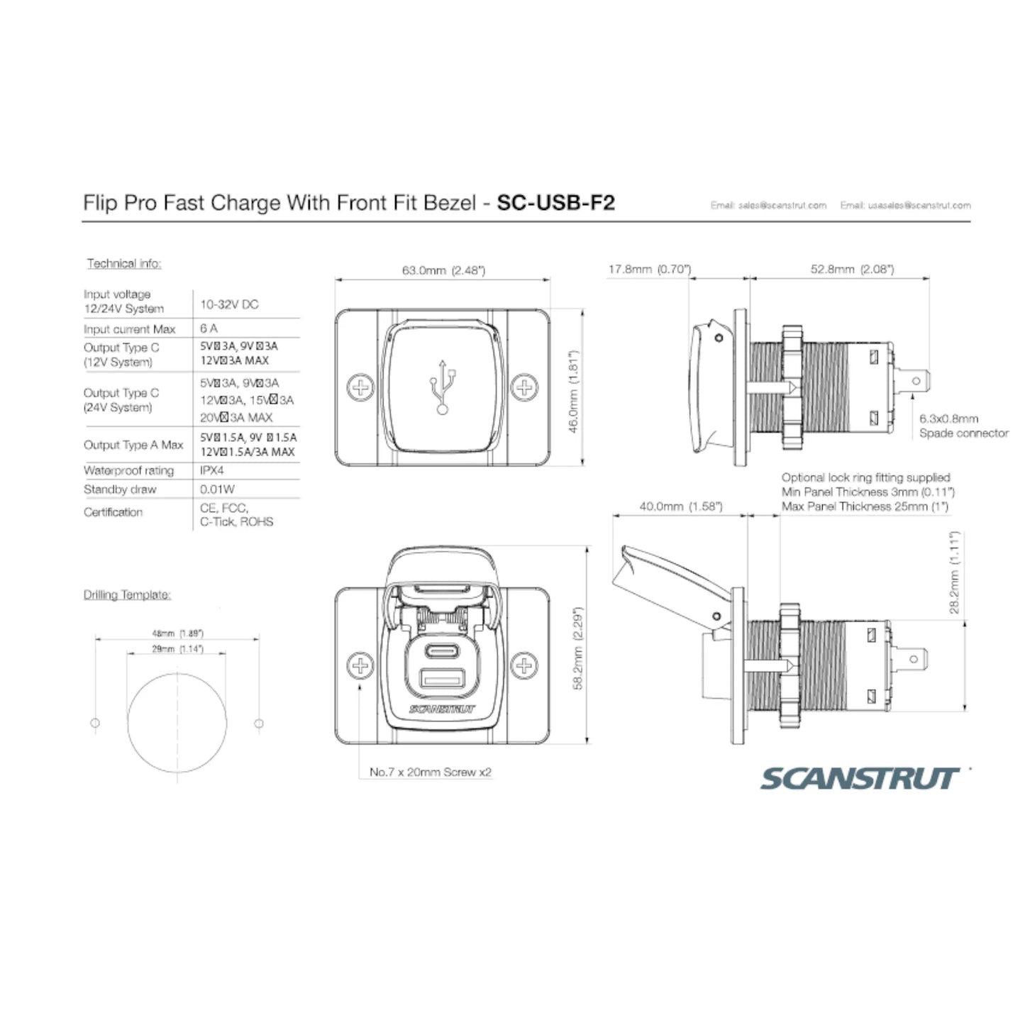 compact flip pro dual usb charger for interior installs