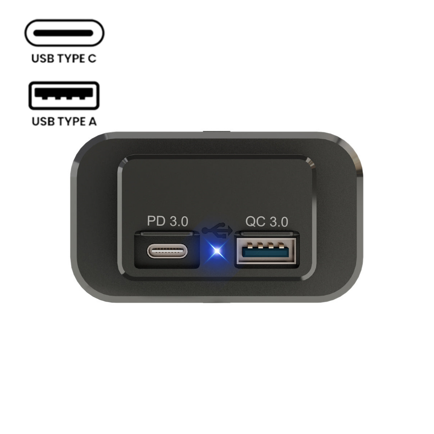 DuoCharge USB-A + USBC Surface Mount 12-24v