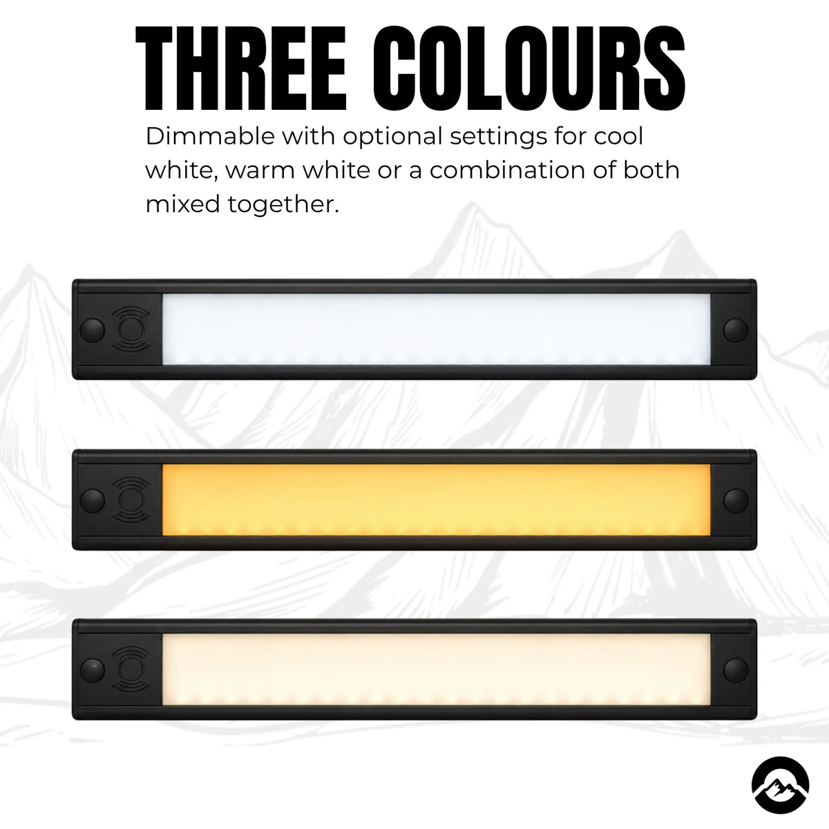 Three 40cm Treklo touring vehicle interior lights for broad lighting coverage while travelling