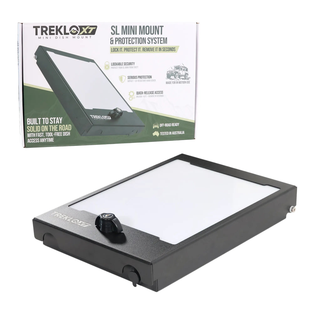 Treklo XT lockable aluminium mount for securely mounting a Starlink Mini dish