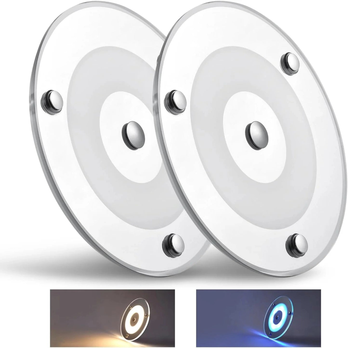 pair of warm white LED dome lights displayed