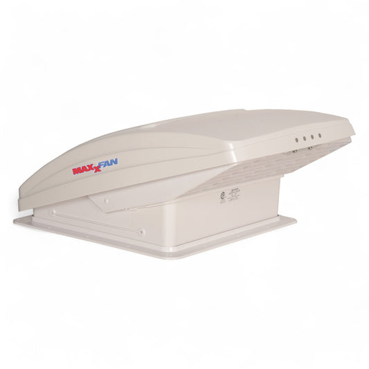 MaxxFan Deluxe with Rain Dome, Thermostat, Power Lift and Remote (White) 360x360 Cutout