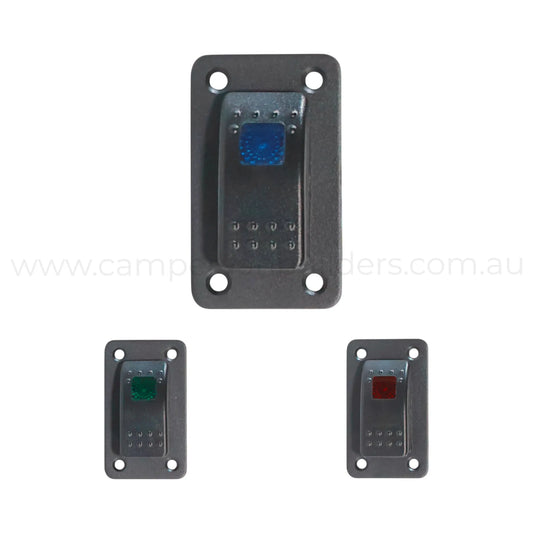 1 way rocker switch panel with single led illumination for campervan electrical upgrades