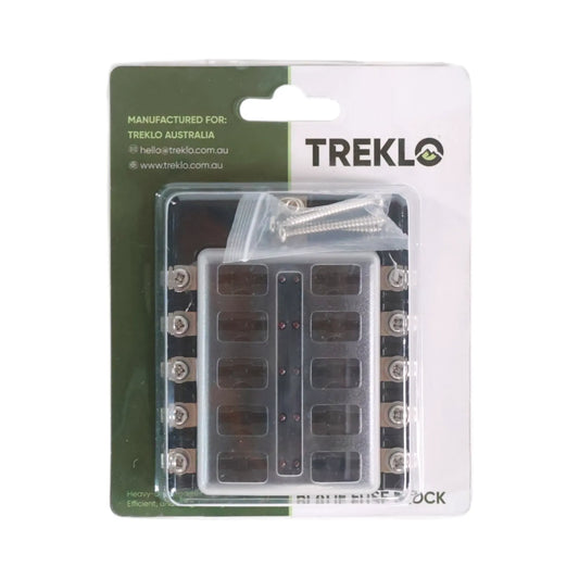 10 slot screw down LED indicator blade fuse block for caravan, rv, and campervan electrical systems