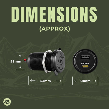 High powered Treklo USB C fast charger with USB A connection for mobile device charging