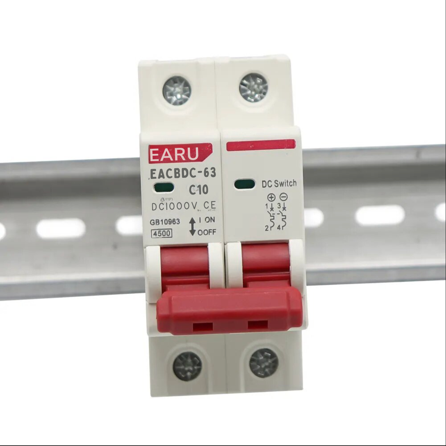 Mini 10 amp DC circuit breaker with 2 pole protection for off grid systems