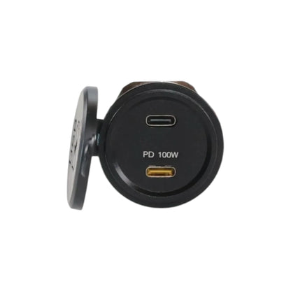 12-24V dual USB-C 120W socket flush mount waterproof design for caravan, rv, and campervan installations