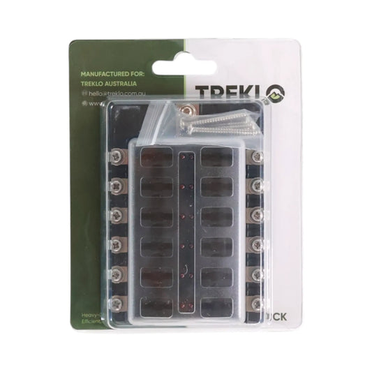 12 slot screw down LED indicator blade fuse block for caravan, rv, and campervan electrical systems