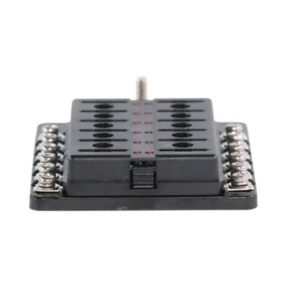 Campervan fuse distribution block with 12 circuits and LED indicators